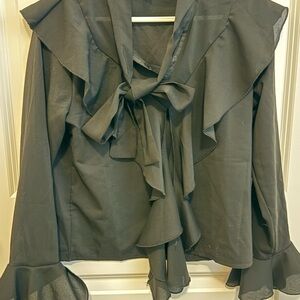 Elegant Black Ruffle Blouse